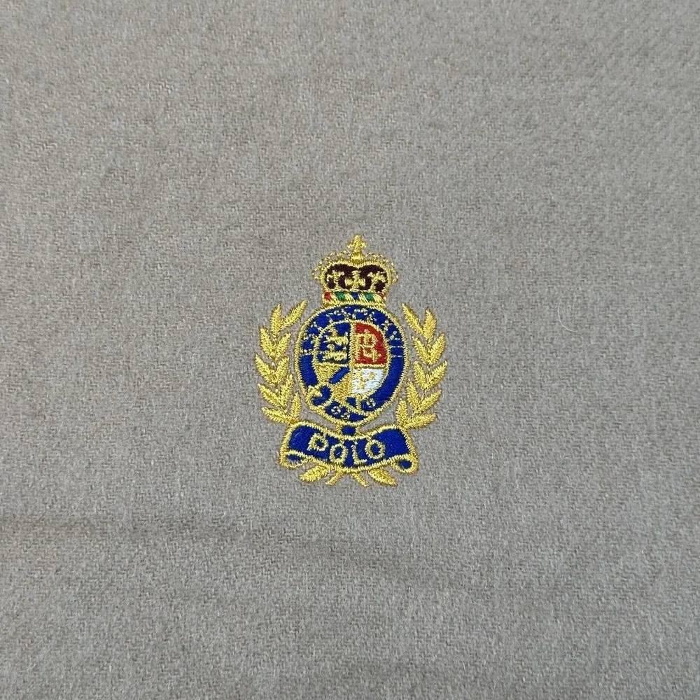 Polo Ralph Lauren 100% Cashmere Camel Scarf Crest Logo Made Germany 54x12 VTG‎